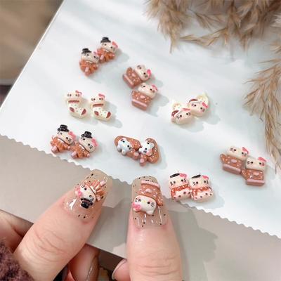 10/20/50 vnt. Kavos Hello Kitty nagų pakabukai Rudens ir žiemos Melad spalvos Kt katė 3D nagų dailės dekoracijos Kawaii DIY manikiūrui