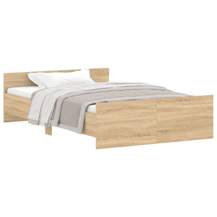 VidaXL Cadre de lit tête de lit et pied de lit chêne sonoma 120x190 cm 3203777