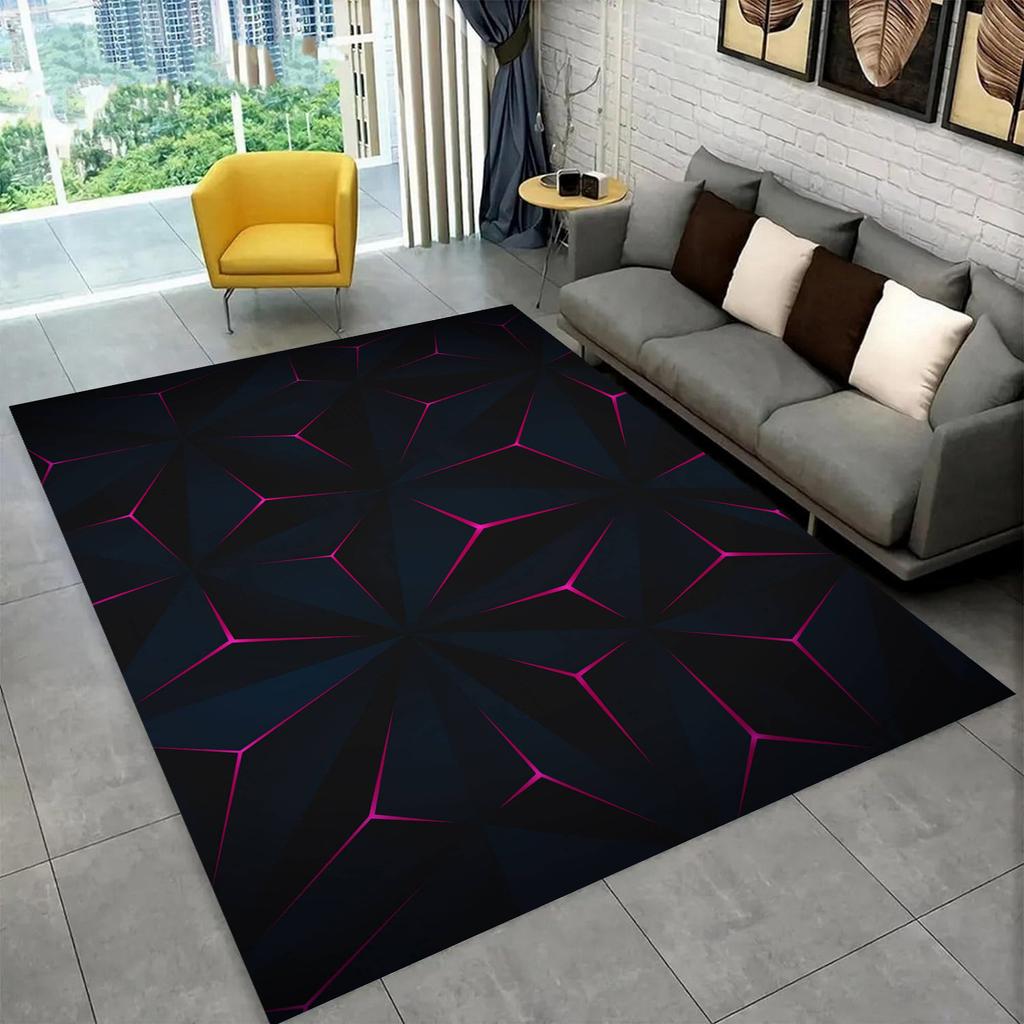 3D Visual Carpet Abstract Geometric Grid Living Room Decoration Carpet