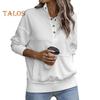 Fall Spring Women Sweatshirt Half-open Stand Collar Solid Color Loose Pullover with Big Pocket Elastic Cuffs OL Commuting Daily Top