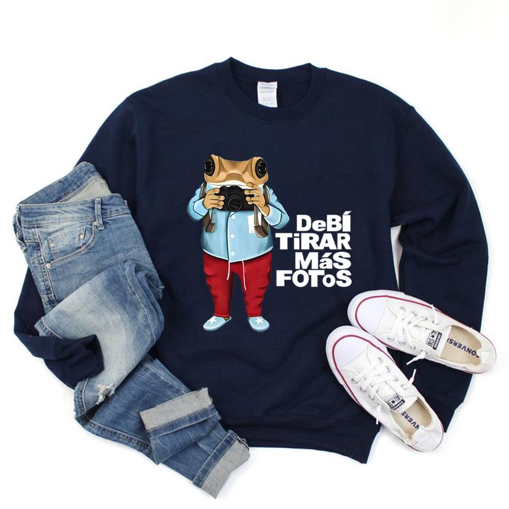 Cartoon Frog DTMF Printing Sweatshirt Debi Tirar Mas Fotos Shirt Funny Frog Pullover Unisex Long Sleeve Sweatshirts Latina Gift