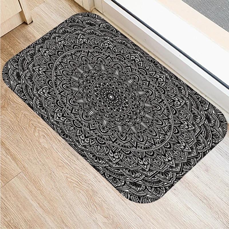 Mandala-Druckserie Fußmatte Schlafzimmer Eingang Fußmatte Heimdekoration Wohnzimmer Willkommens-Fußmatte Rutschfeste Küchenbodenmatten