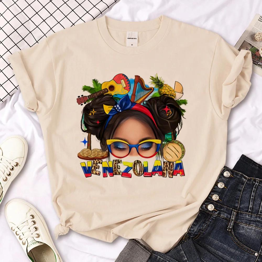 Venezuela T-Shirt für Damen lässiges T-Shirt mit Anime-Comic-Grafik lustige japanische Kleidung mit femininer Grafik
