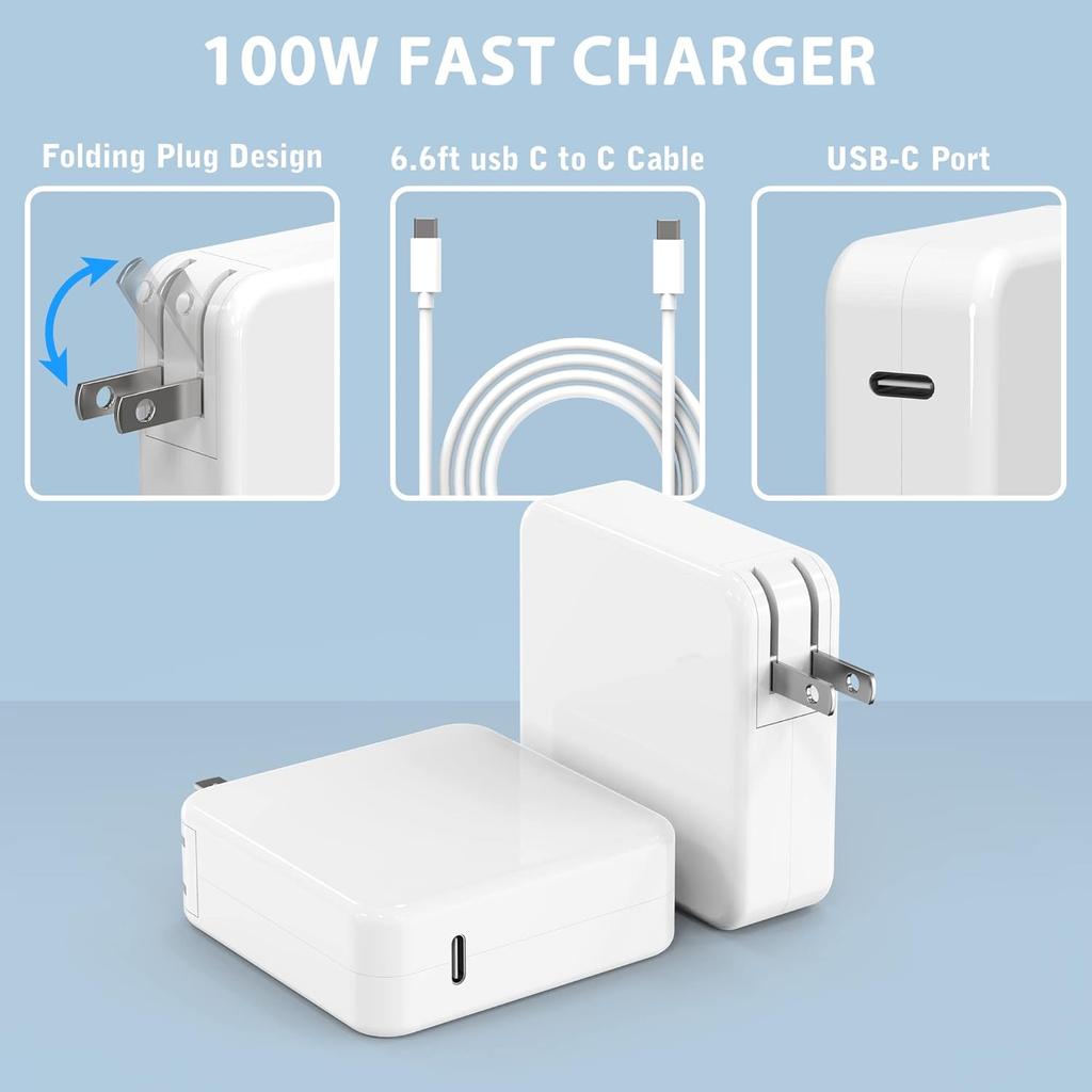 Mac Book Pro Charger - 100W USB C Fast Charger Power Adapter Compatible with MacBook Air 15,13 Inch,MacBook Pro 16, 15, 14, 13 Inch, iPad Pro