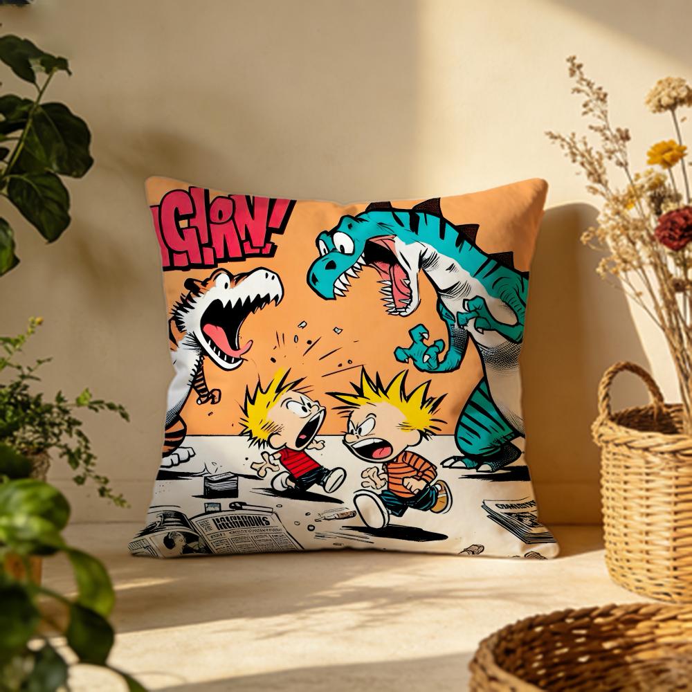 Stylish CCalvin and Hobbesful Cushion Cover Versatile DoubleSided Pillow Case Fit for Sofa Bed Car Daily Decor