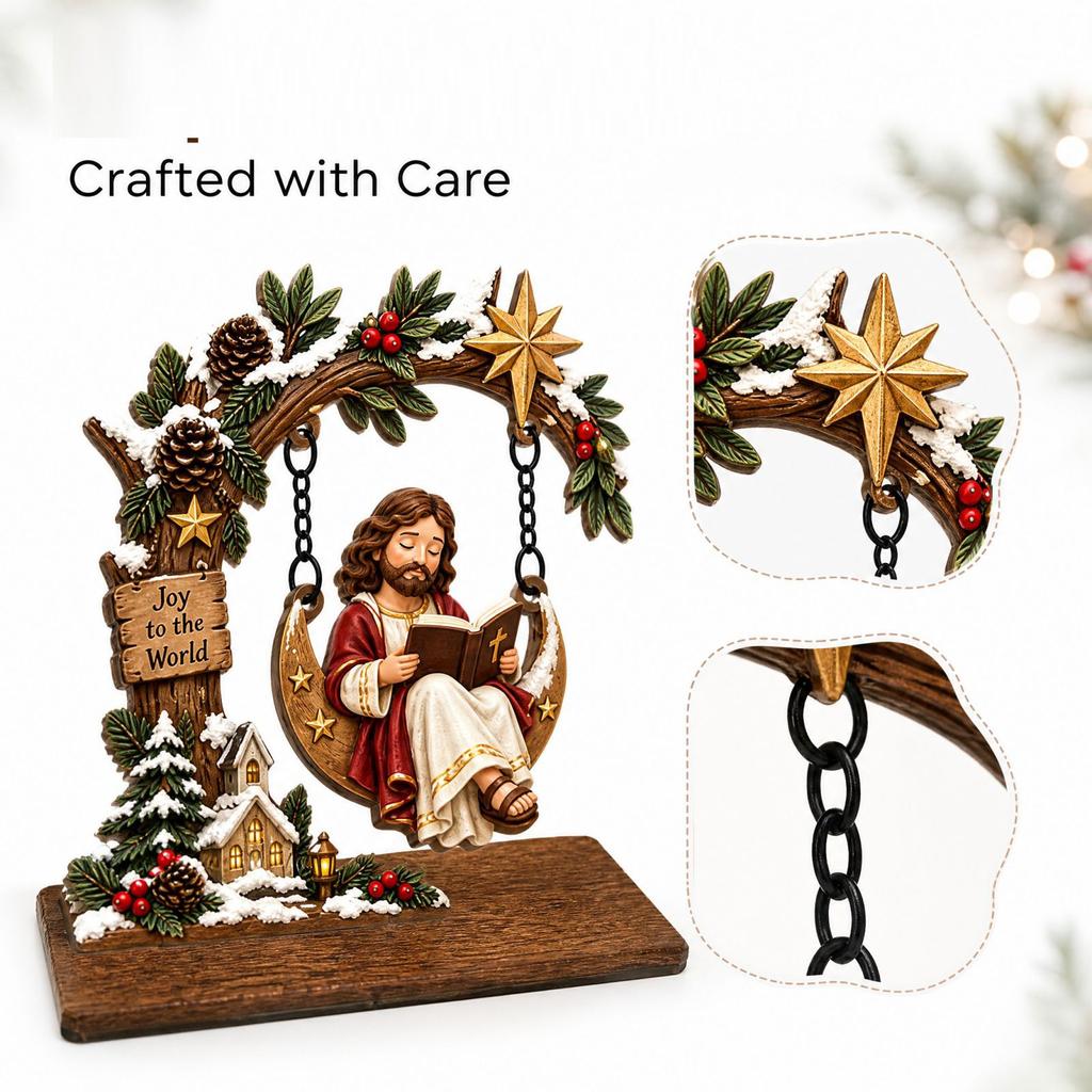 Christmas Wooden Swing Ornament, Festive Tabletop Decoration for Holiday Home Decor