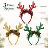 Holiday Reindeer Antler Headband with Wrapped Band, Shining Tinsel Detail and Festival Ball Design for Christmas DressUp