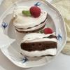 Cherry Chocolate Cake Plush Toy Keychain Cartoon Layer Cake Soft Stuffed Doll Pendant Car Key Ring Backpack Bag Decor Kid Gift