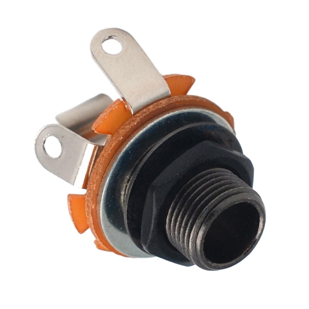 Guitar 1/4Inch (6.35mm) Mono Jacks Socket Chrome Nut and Washer, Electric Guitar Input Jacks For Electric Guitar Bass