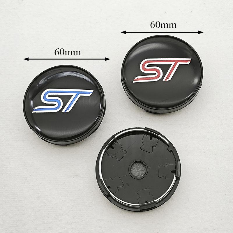 4PCS 60mm ST Line Logo ST Car Wheel Center Hub Caps Rim Cover For Ford Focus Mondeo Mustang Fiesta Kuga MK2 Hubcaps Accessories