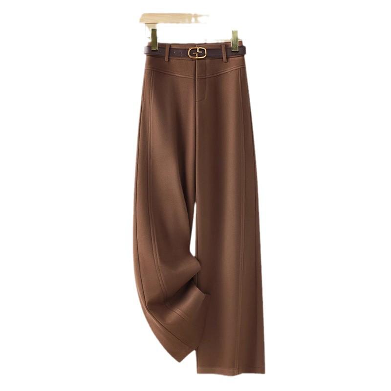 Women's Woolen Casual Pants - 2024 Autumn/Winter Collection, Relaxed Fit, Narrow/Wide Leg, Lazy Straight-Leg Style