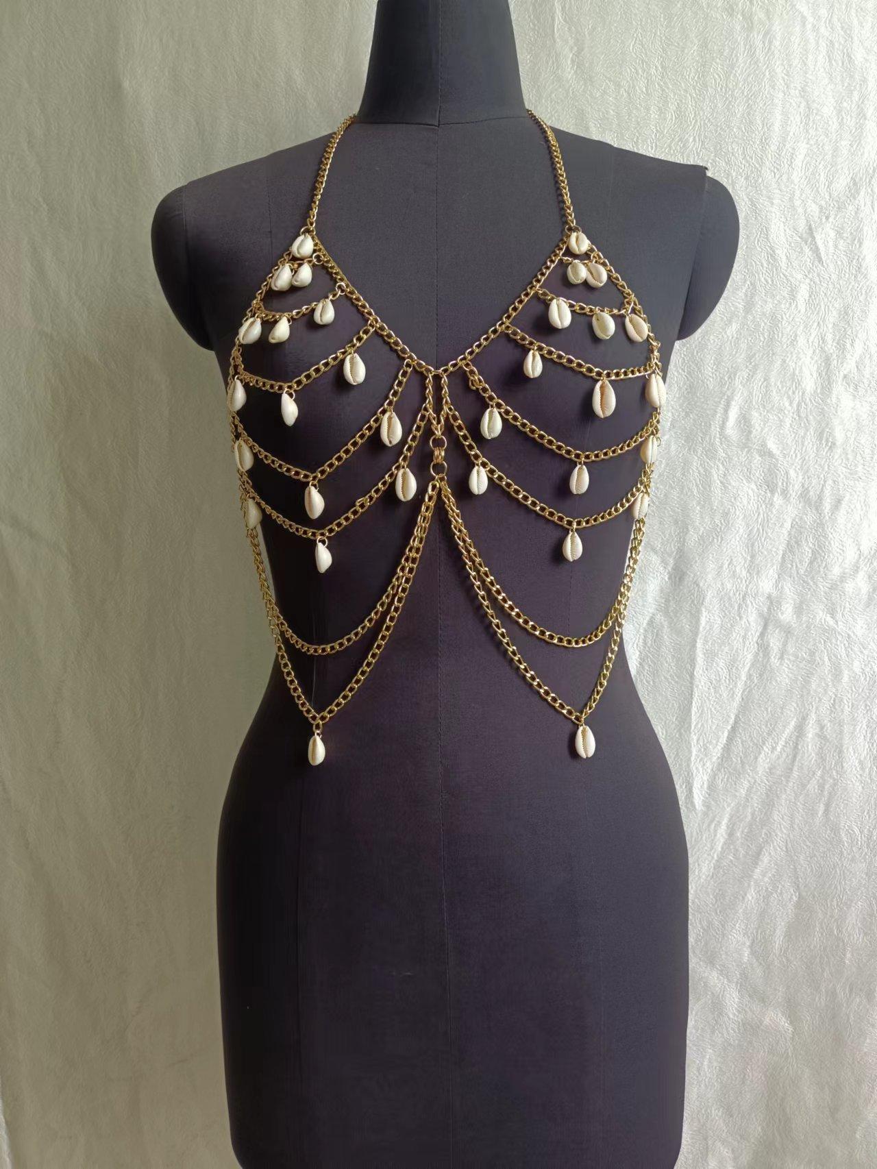 

New hot-selling handmade multi-layer fringed metal chain exquisite body chain One size fits all