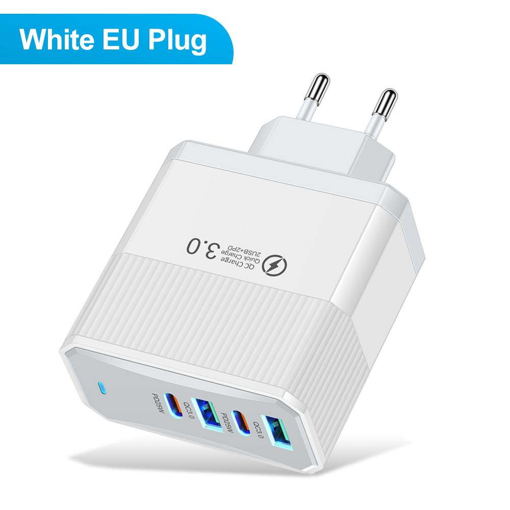 Celkový 100W 2USB 2PD Nabíječka Rychlá nabíječka pro iPhone 15 Pro Max Xiaomi 14 Oneplus 4 porty Cestovní zástrčka Adaptér pro rychlé nabíjení telefonu