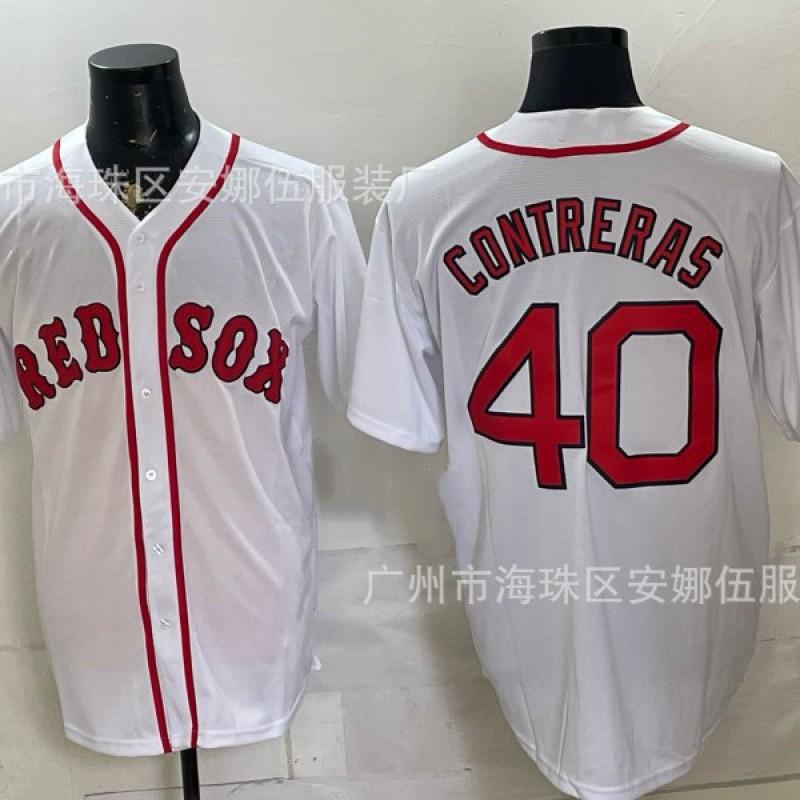 Maglietta da Baseball Unisex Ricamata Boston Red Sox Abbigliamento Sportivo Miscela di Cotone Traspirante Abbigliamento per tifosi