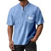 Men's Summer Round Neck Short Sleeve T-Shirt Neck Men's All- Casual Button Shirt