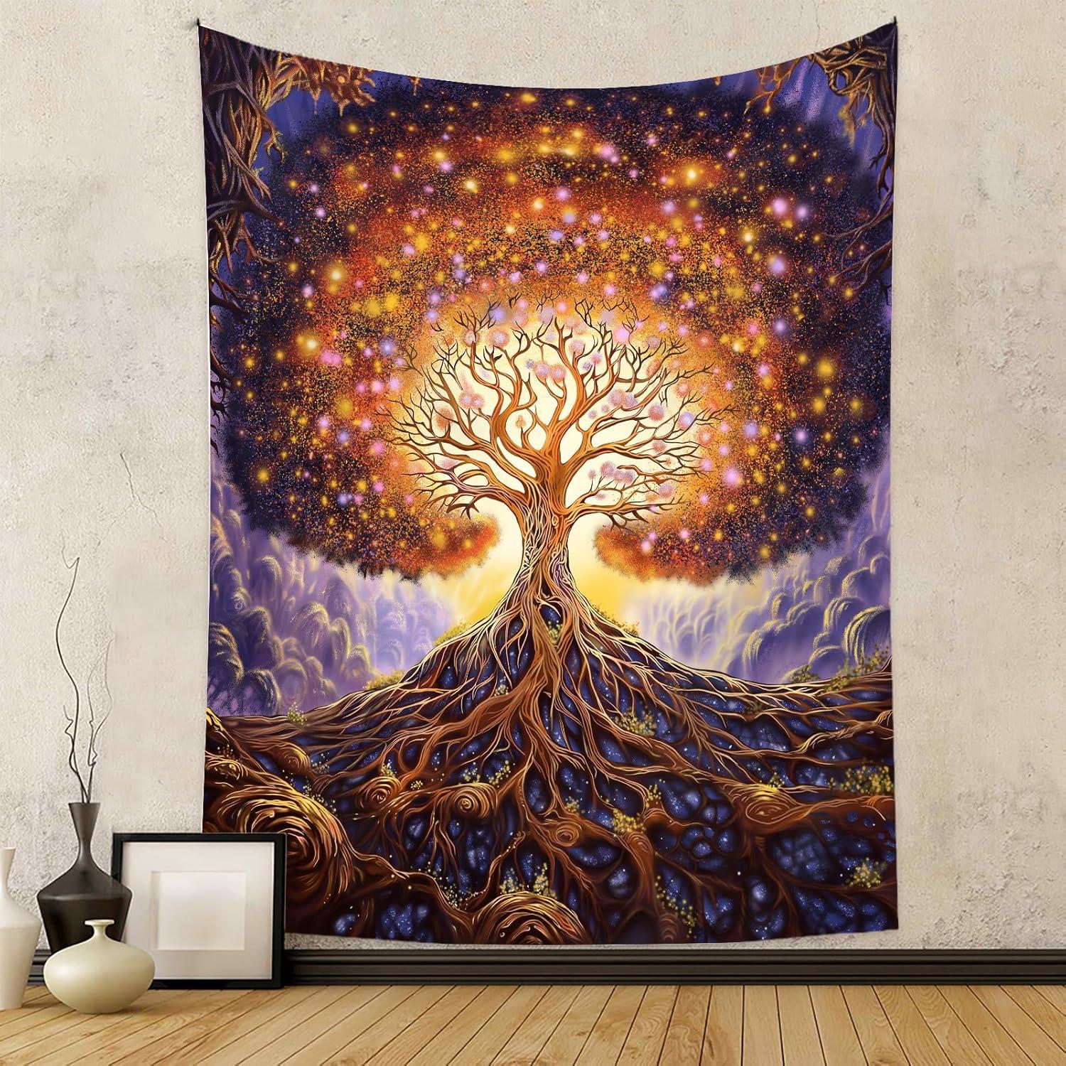 Tapzen Tree of Life Tapestry 75x100