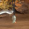 Natural crystal pendant, pink crystal, Dongling, woven fish brand necklace, jewelry
