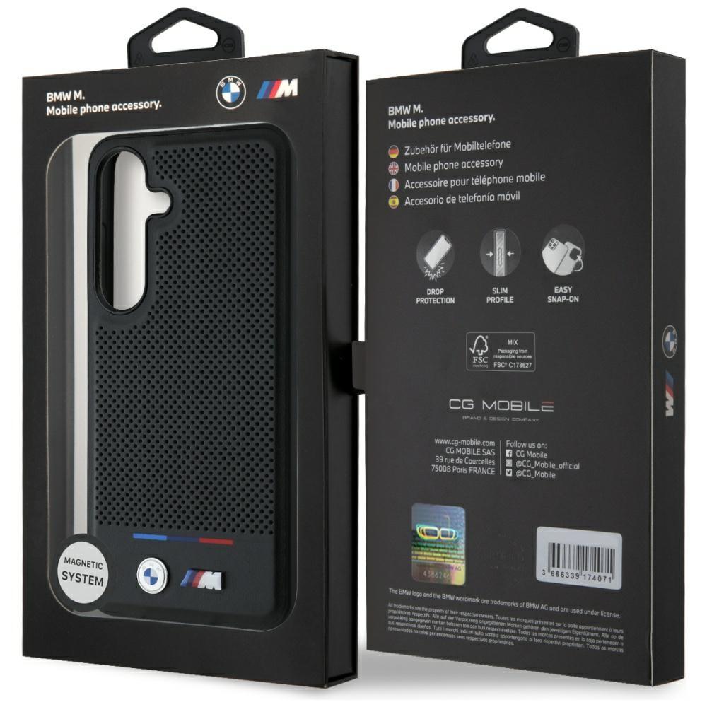 Etui Bmw Leather Tricolor Stripe Magsafe Do Samsung Galaxy S25 Czarny