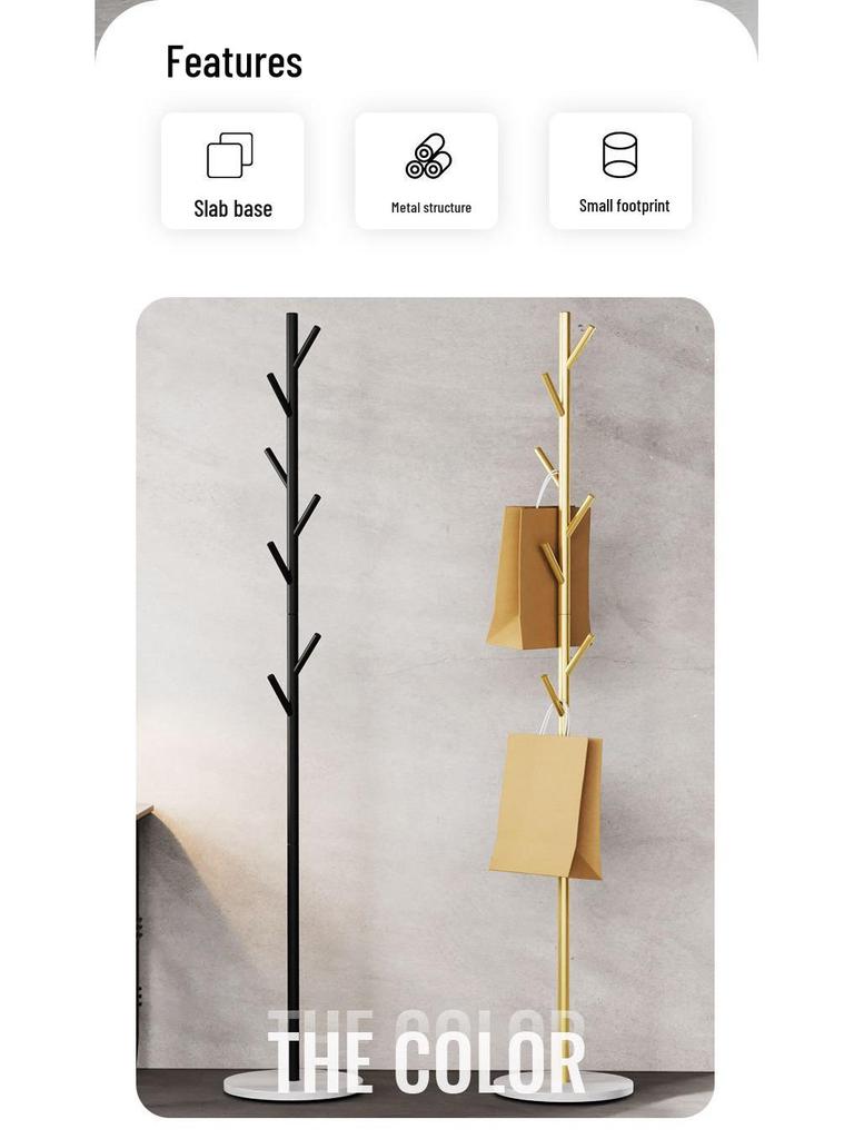 Luxury Metal Coat and Hat Stand with Rock Board for Bedroom or Entryway