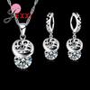 Romantic Hollow Overlap CZ Jewelry Set 925 Sterling Silver Necklace+Earrings Sets For Wedding Anniversary Gifts