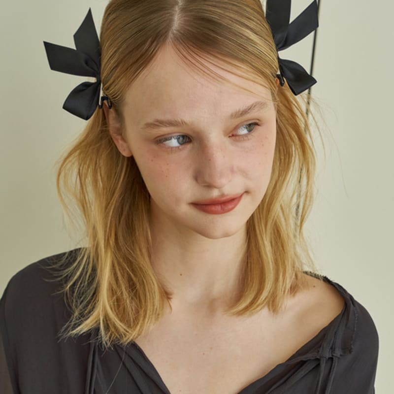 

Ssecondo Side flare ribbon clip, Amie Black SET