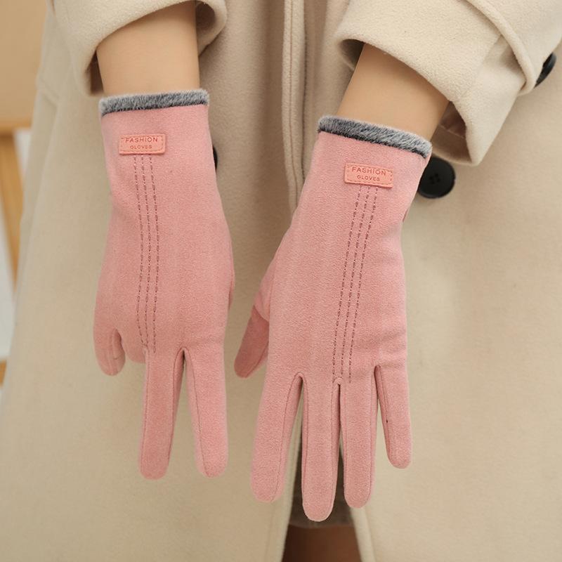 German velvet gloves women's autumn and winter outdoor riding cold-proof cotton cashmere fleece driving bicycle warm gloves