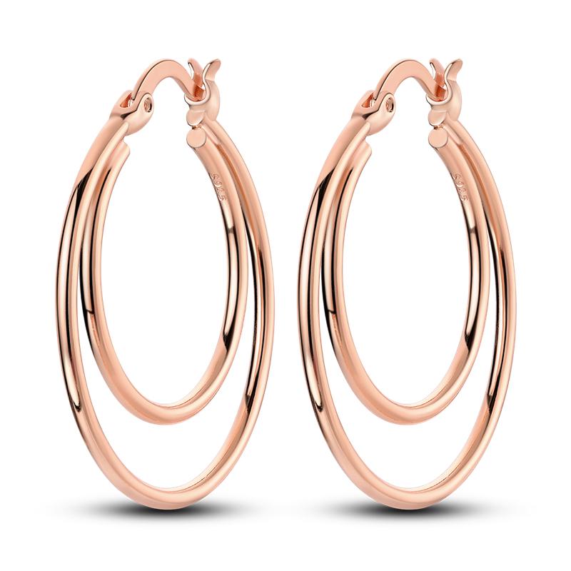925 Silver Multi Circle Hoop Earrings Minimalist Design Trendy Jewelry Gifts For Women Birthday Party