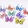 50Pcs 3D Organza Fabric Butterfly Appliques Colorful Double-layer Chiffon Tulle Butterfly Patches Translucent