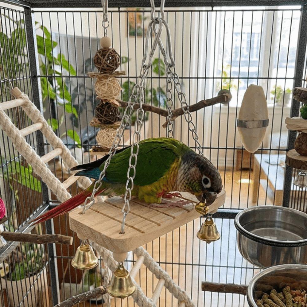 Wear-Resistant Bird Hanging Swing with Hook Parrot Cage Hut  Small Pet Entertainment