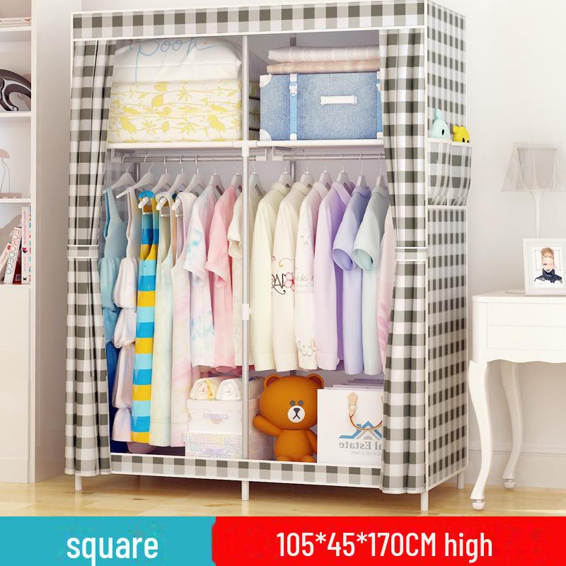 Simple Non-Woven Dustproof Folding Wardrobe with Steel Frame and Hanger