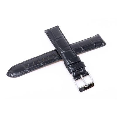 RS01C20BK 20mm Men's Black Leather Watch Band with Care Instructions