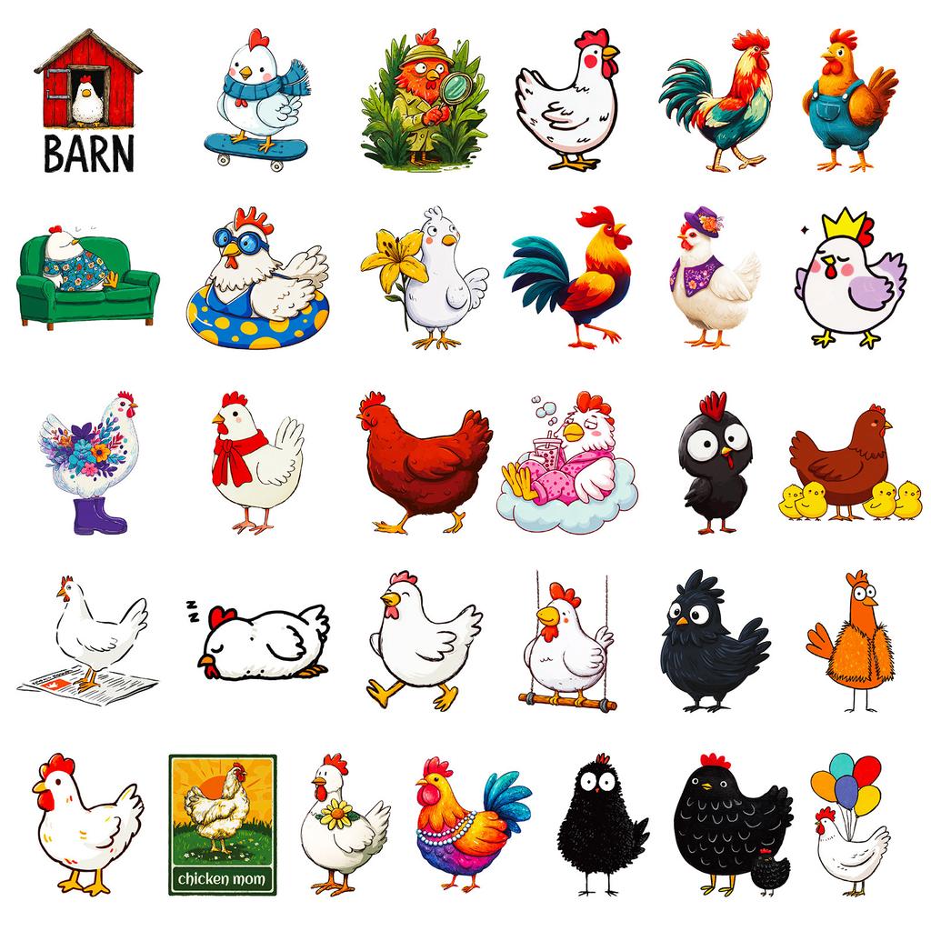 56 Cartoon Funny Chicken Graffiti Stickers Cute Cock Little Hen Hand Account Stationery Stickers