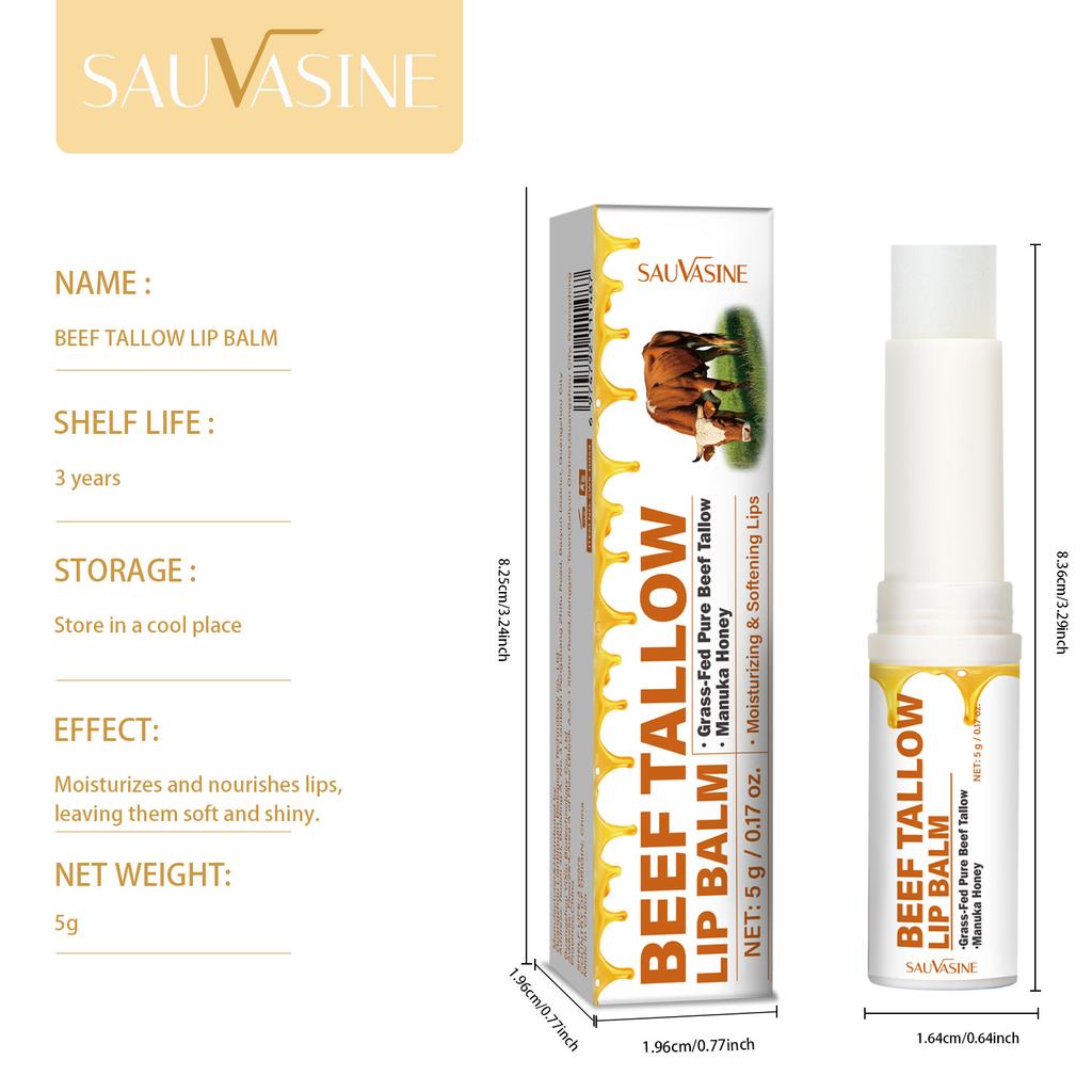 Natürlicher Talg-Lippenbalsam, Feuchtigkeitsspendende Nährende Lippenpflege mit Sheabutter