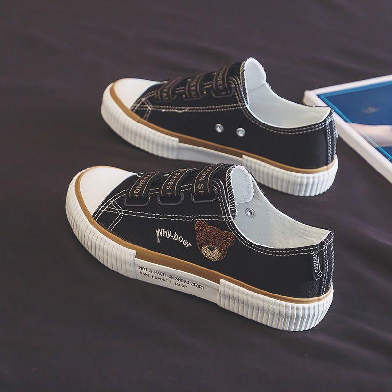Herbst Neue Low-Top Bär Canvas Schuhe Damen Modische Studenten All-Match Lässige Flache Skateboard Schuhe