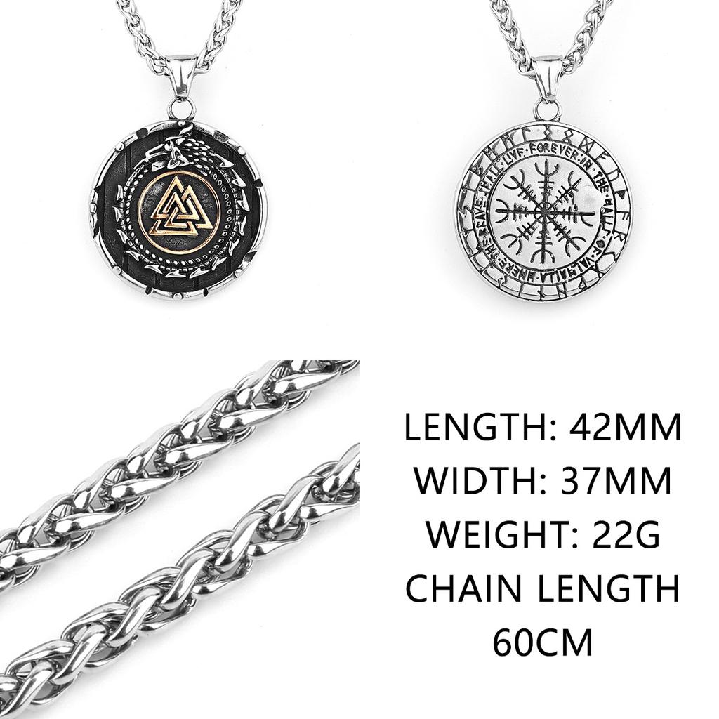 HNSP Viking Dragon Rune Pendant Chain Necklace For Men 316L Stainless Steel Accessories