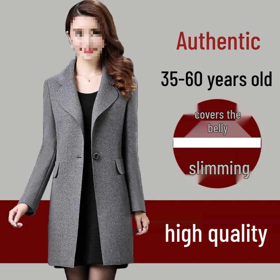 2025 Autumn/Winter Women's Mid-Length Wool Coat – Elegant Waist-Cinched Style