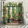 Indoor Garden Shower Curtain Waterproof Fabric Bathroom Curtains Retro Window Plant Pot Bath Screen Divider Home Decor With