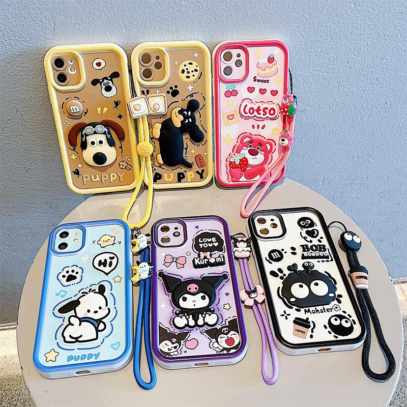 KEYSION Shockproof Case for Realme C21 Y C25Y C25S with Lanyard Silicone Cute 3D Cartoon Doll Phone Cover for Realme C11 C12 C15