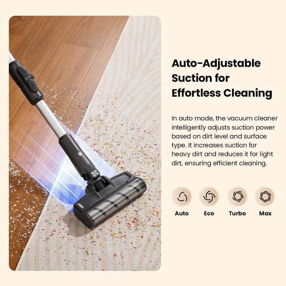 JIMMY JV9 Pro Aqua Cordless Vacuum - 160AW Suction 45Min Runtime HEPA Filter Wet Mopping 4 Modes LED Display