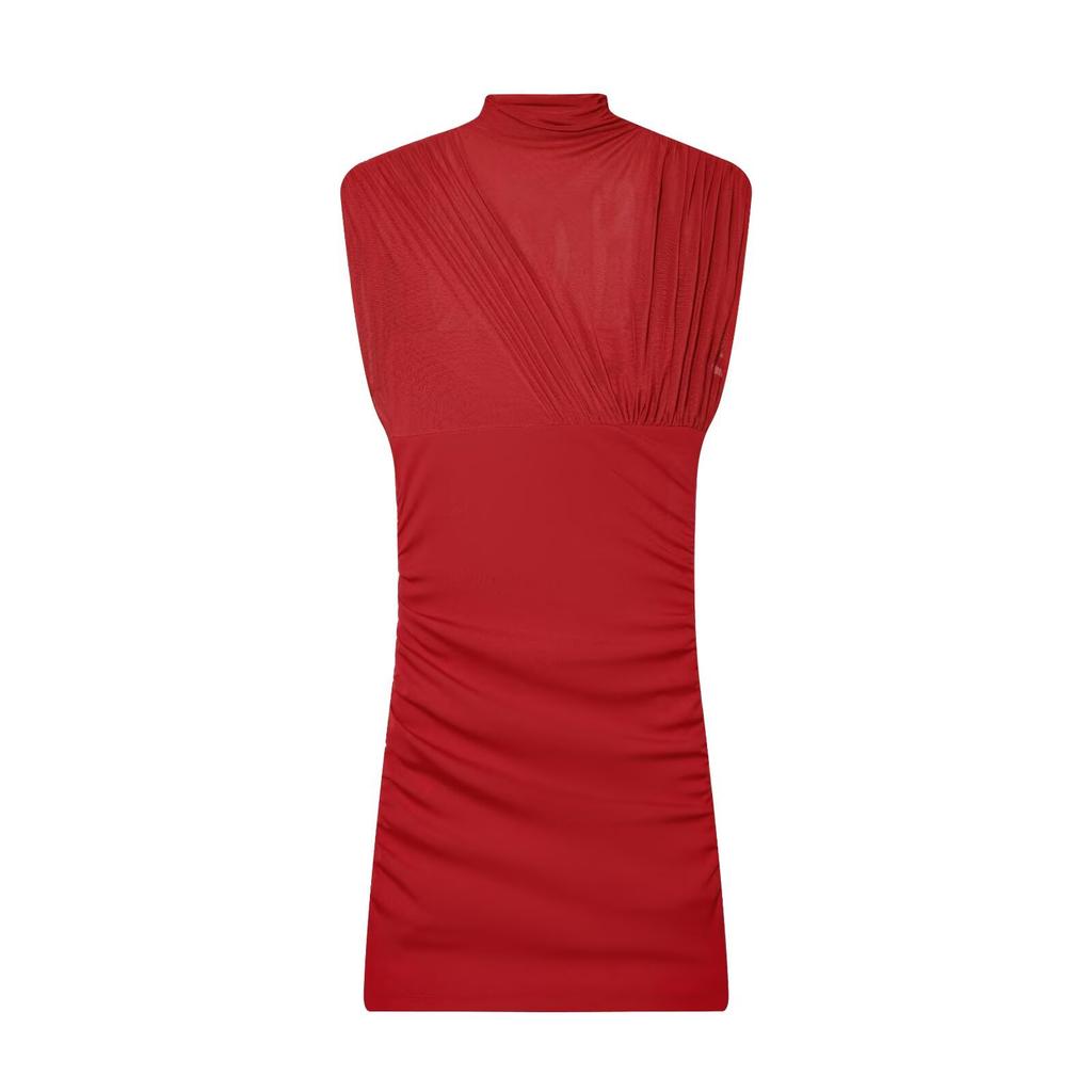 European, American autumn and winter new women's clothing temperament waist foreign style mesh splicing short dress women