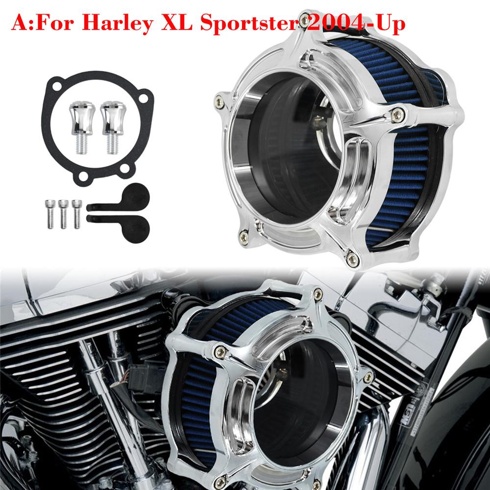 Kit filtru de aer cromat pentru filtre de aer pentru motociclete Sistem de admisie CNC pentru Harley Touring Sportster XL 48 72 883 1200 Dyna Softail