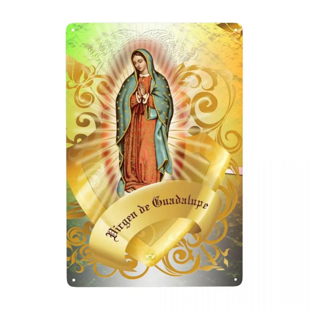 Retro Virgin Mary Of Guadalupe Metal Signs Custom Mexico Catholic Saint Tin Plaque Pub Cafe Yard Home Decor 30x20cm
