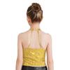 Kids Girls Sparkling Sequin Halter Crop Top Sleeveless Backless Tops for Cheerleading Jazz Dance Gymnastics