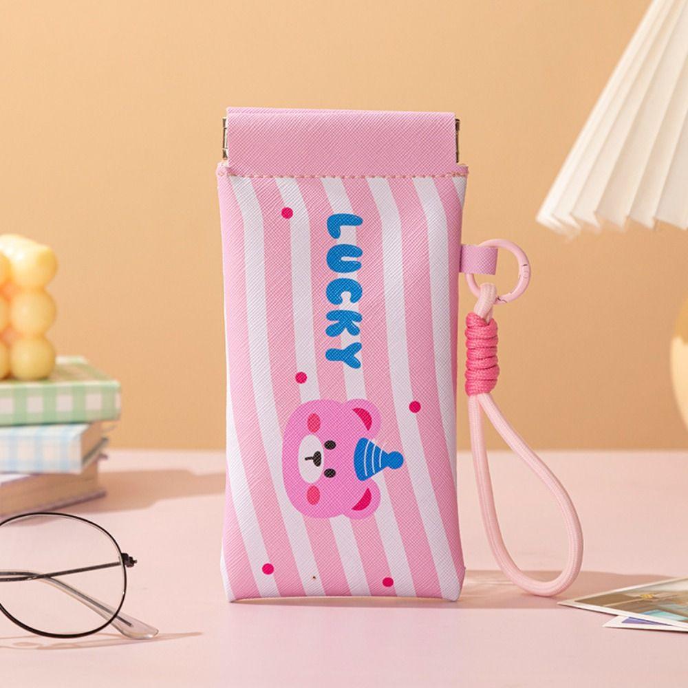 2Pcs Waterproof Self-closing Glasses Storage Bag Cartoon Portable Eyeglass Pouch  Female