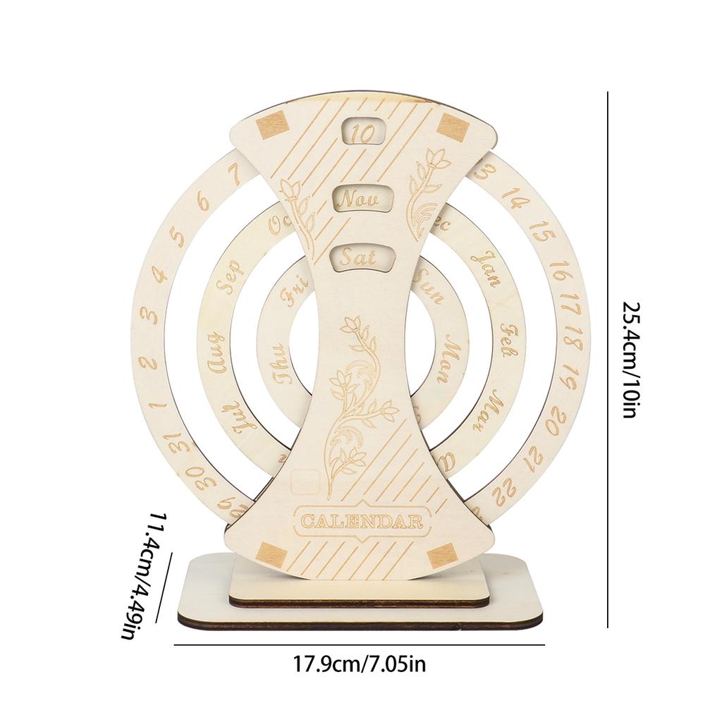Holzblockkalender Wiederverwendbarer Scheibenkalender Zeitaufzeichnungskarte Ewiger Kalender Ästhetische Schreibtischdekoration Holzschreibtischdekoration