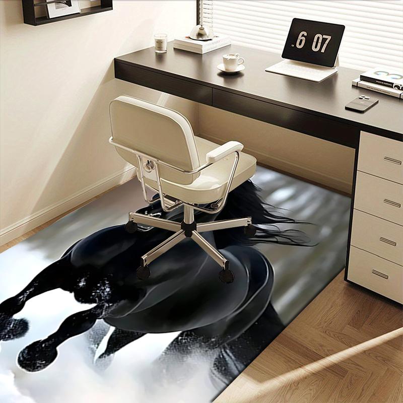 Black Horse Chair Mat: Office Carpet for Home Decor, Sofa Rug, Gift for Any Room Perfect for Bedrooms and Living Rooms