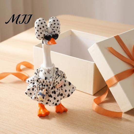 Cow Themed Outfit for Stuffed Goose 7 Inch Mini Outfit, Polka Dot Dress with Bow, Clothes Figurines Sunglasses, Pearl Necklace & Bag, Cute Figurine