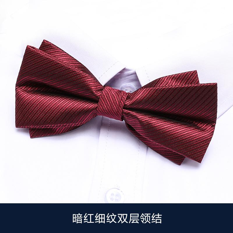 Men'S Bow Tie Best Man Groom Burgundy Solid Color Double Triangle Shirt Wedding Wedding British Korean Edition Bow Women