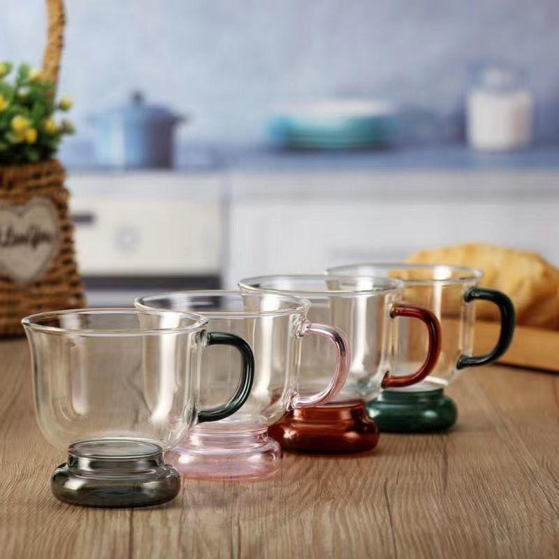 British Retro Light Luxury Glass Coffee Cup High Borosilicate Heat Resistant Tea Set Gentleman Girly Style For Home Office Gift