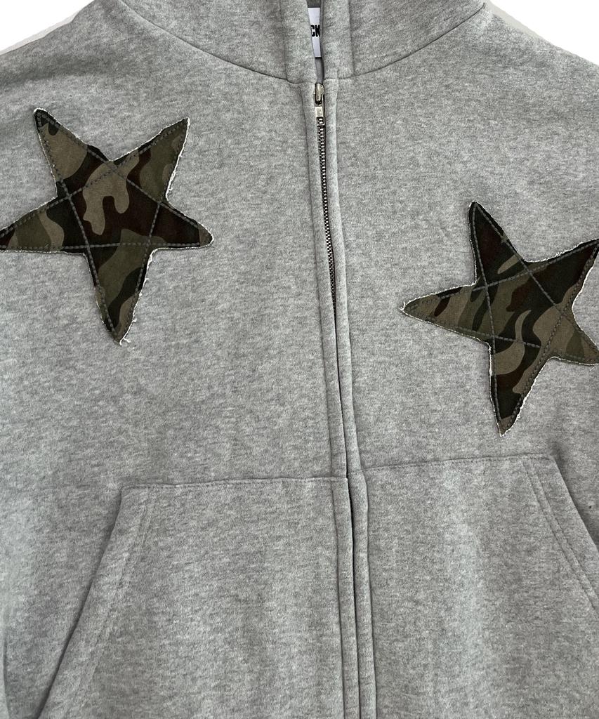 Sk8Er Rock Star Napping Sweat Hood Zip-Up ((Melange Gray))